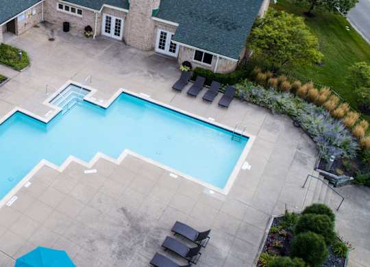 Aerial View of Pool at Hidden Lakes Apartments, Clarkston, MI