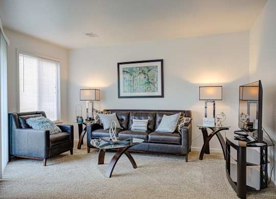 Living Room with couch at Heather Ridge Apartments, Westland, MI, 48185