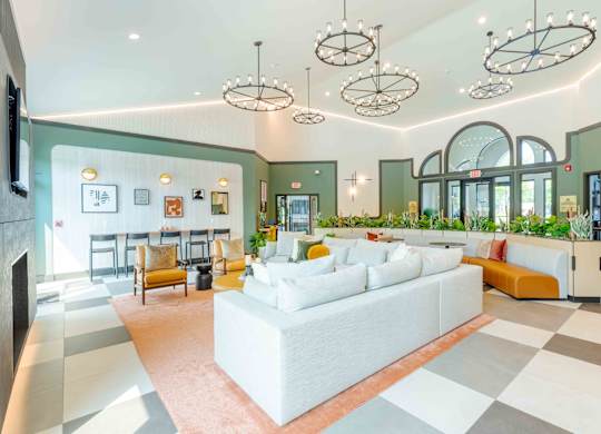 Furnished Living Room at Woodland Meadows, Michigan, 48035