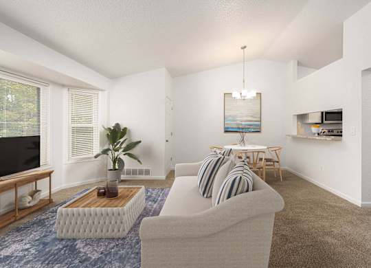 Modern Living Room at Woodland Meadows, Clinton Township, MI, 48035