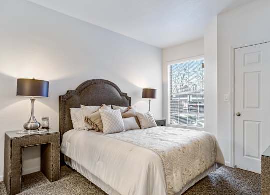 Furnished Bedroom at Woodland Meadows, Clinton Township, Michigan