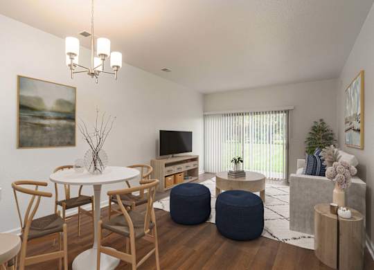 Dining Room and Living Room at Woodland Meadows, Michigan, 48035