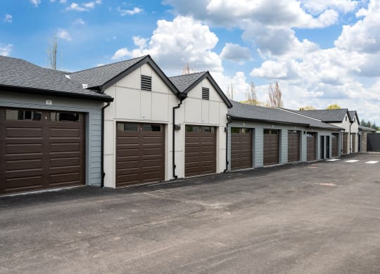 a row of garages in a row