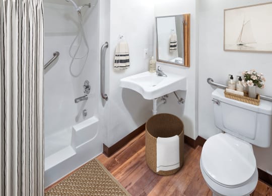 a bathroom with a toilet sink and bathtub