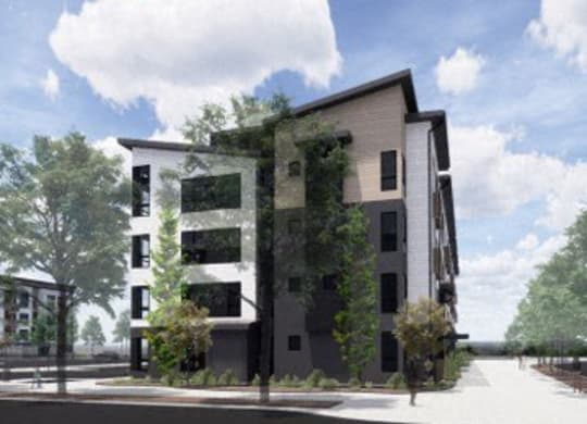 a rendering of a building with greenery on the side of it
