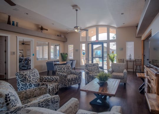 a living room with couches and a coffee table