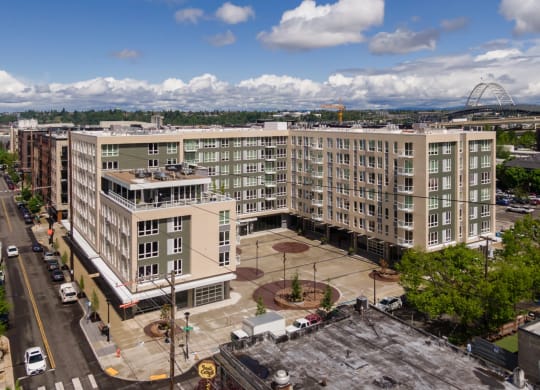 an aerial view at Slabtown Square Apartments, Oregon