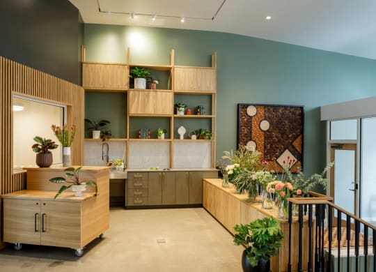 Retail space in lobby with flowers and home goods at Slabtown Square Apartments, Portland , OR 97209