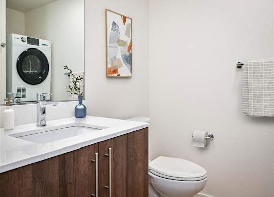 a bathroom with a sink and a toilet and a mirror