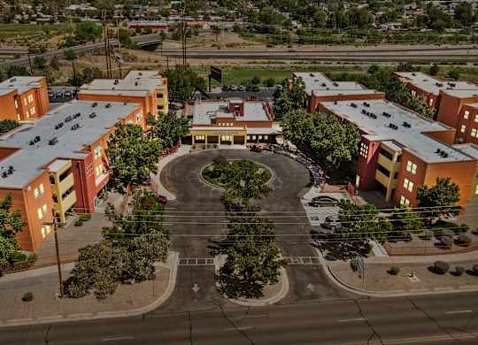 A large apartment complex with a central courtyard.