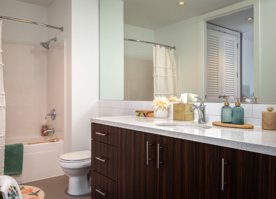 a bathroom with a sink and a toilet and a mirror