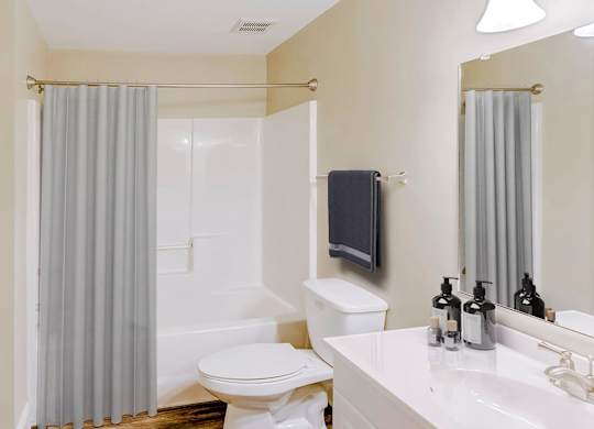 Bathroom With Adequate Storage at Brandemere Apartment Homes, Winston Salem, 27106