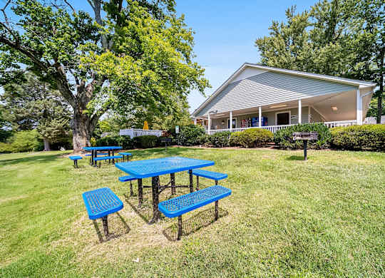 Picnic tables and benches at Brandemere Apartment Homes, North Carolina, 27106