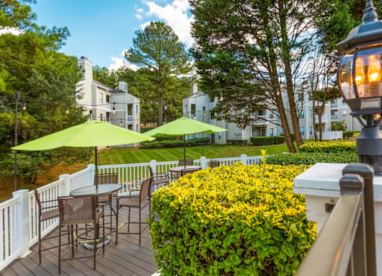 Outdoor Patio at Bridges at Mallard Creek Apartment Homes, Charlotte, 28269