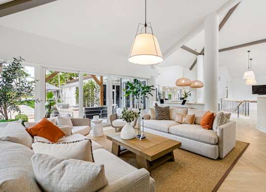clubhouse lounge area with couches around a coffee table