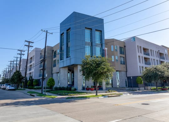 Exterior of apartment building from street