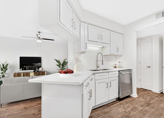 Kitchen And Living Area at Caveness Farms Apartments, Wake Forest, NC 