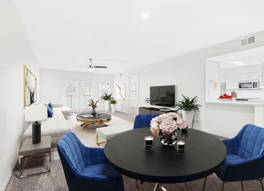 Dining And Living Area at Caveness Farms Apartments, North Carolina 