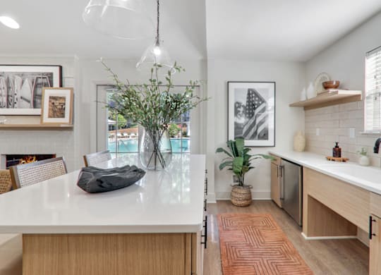 Clubhouse Kitchen at Caveness Farms Apartments, Wake Forest, NC 27587