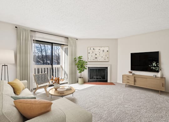 our apartments offer a living room with a fireplace at Eastchester Ridge Apartments, North Carolina, 27262