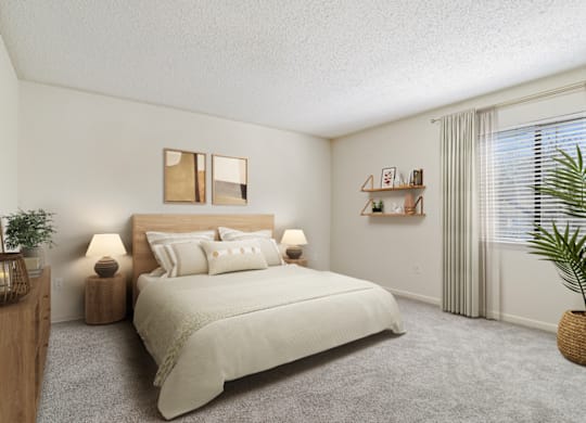 a bedroom with a bed and a window at Eastchester Ridge Apartments, High Point