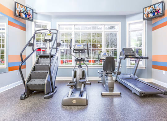 the gym at the enclave at woodbridge apartments in sugar land, tx