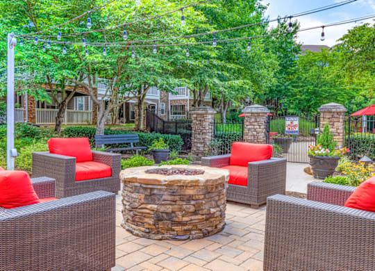 our apartments offer a clubhouse with a fire pit