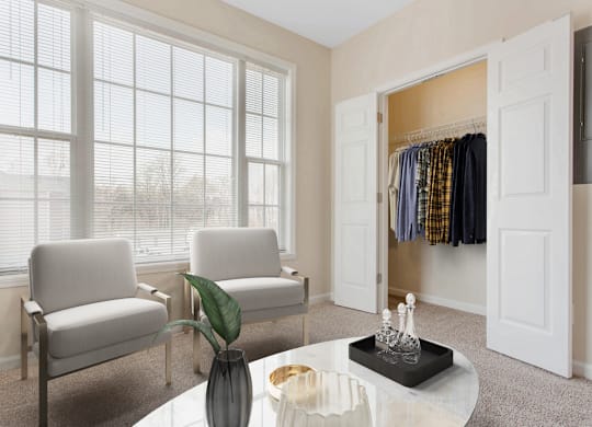 Carpeted Living Area at Ashley Court Apartments, Charlotte, North Carolina
