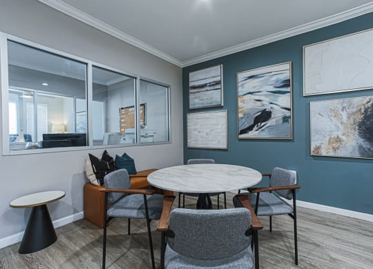 clubhouse lounge with table and chairs