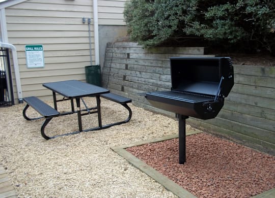 Picnic Area And BBQ at Woodland Park Apartment Homes, North Carolina, 27455