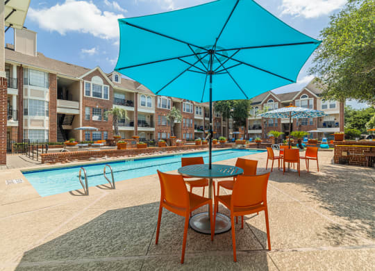 outdoor tables and chairs with umbrella shades