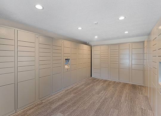 Large Package Room with Recessed Lighting at Campo Basso Apartment Homes, Lynnwood, Washington 98087
