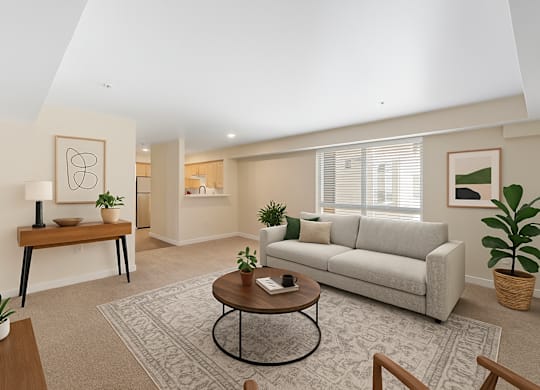 Spacious Living Area at Excalibur Apartment Homes, Bellevue