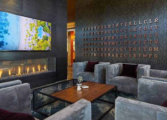 Fireplace Lounge at Postmark Apartments, Shoreline