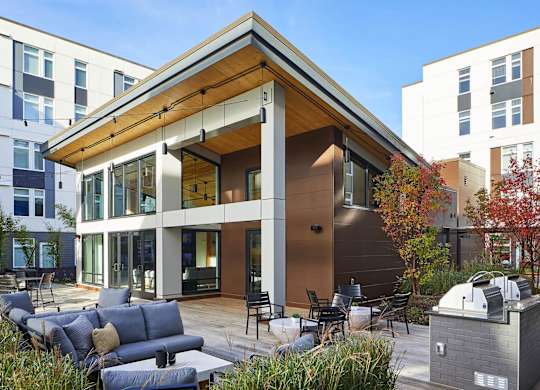 Courtyard Clubhouse at Postmark Apartments, Shoreline Washington
