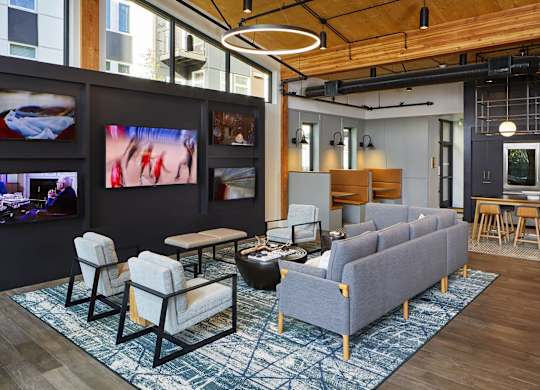 Media Lounge at Postmark Apartments, Washington, 98155