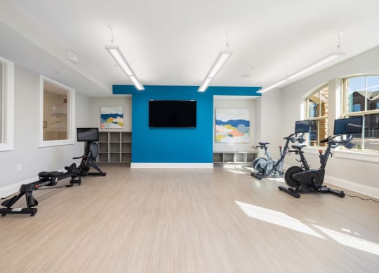 Wellness studio and gym at Griffin Weston townhomes and apartments for rent in Cary, NC.