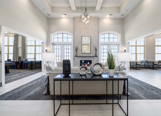 Luxurious resident clubhouse at Griffin Weston townhomes and apartments in Cary, NC.