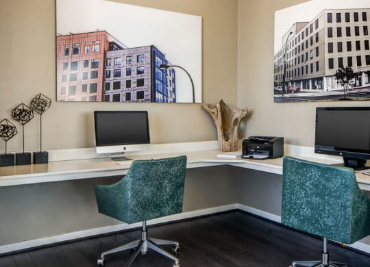 Business Center With Computers at The George, Wheaton, MD