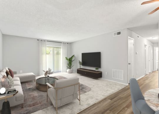 Living Room with a Couch at Lakes Edge Apartments, North Carolina, 27409