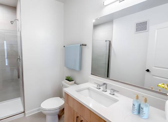 Bathroom With Bathtub at Makers Rise, Herndon  