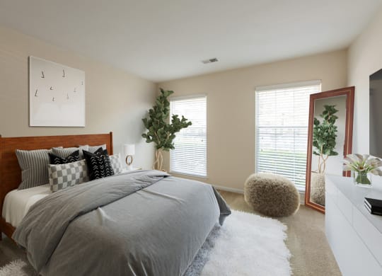Bedroom With Expansive Windows at Saratoga Square, Springfield, 22153