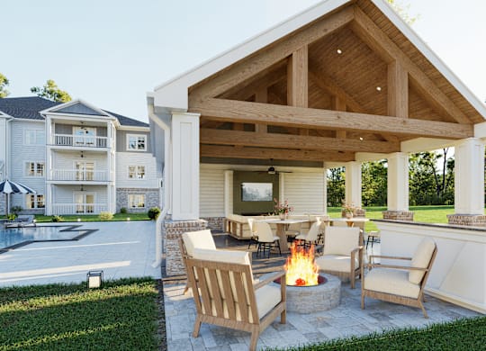 Outdoor Firepit Patio at The Landings at Hard Scrabble, Columbia
