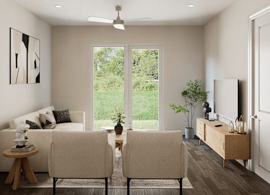 Living Room With TV at The Landings at Hard Scrabble, Columbia South Carolina