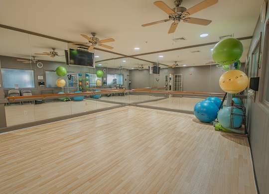 Fitness room with mirror at The Marque, Gainesville, 20155