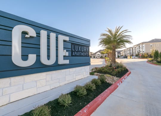 Property Signage at Cue Luxury Apartments, Cypress, 77433