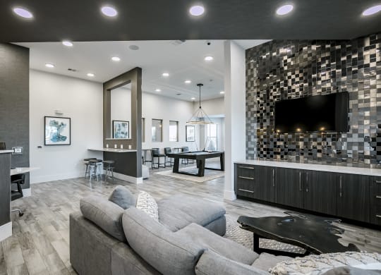 Clubhouse Interior at Cue Luxury Apartments, Cypress