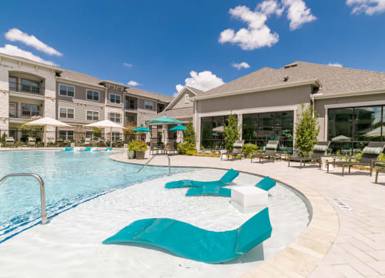 Private Swimming Pool at Cue Luxury Apartments, Cypress, Texas