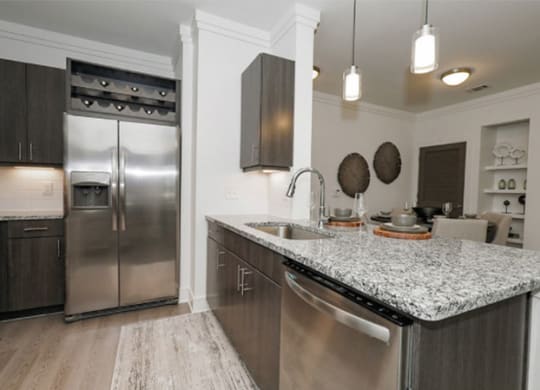 Granite Countertop Kitchen at Cue Luxury Apartments, Texas