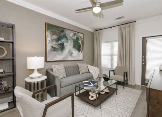 Living Room Interior at Cue Luxury Apartments, Cypress